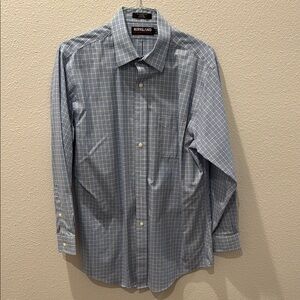 Kirkland Signature Men's Blue Green Checkered Shirt